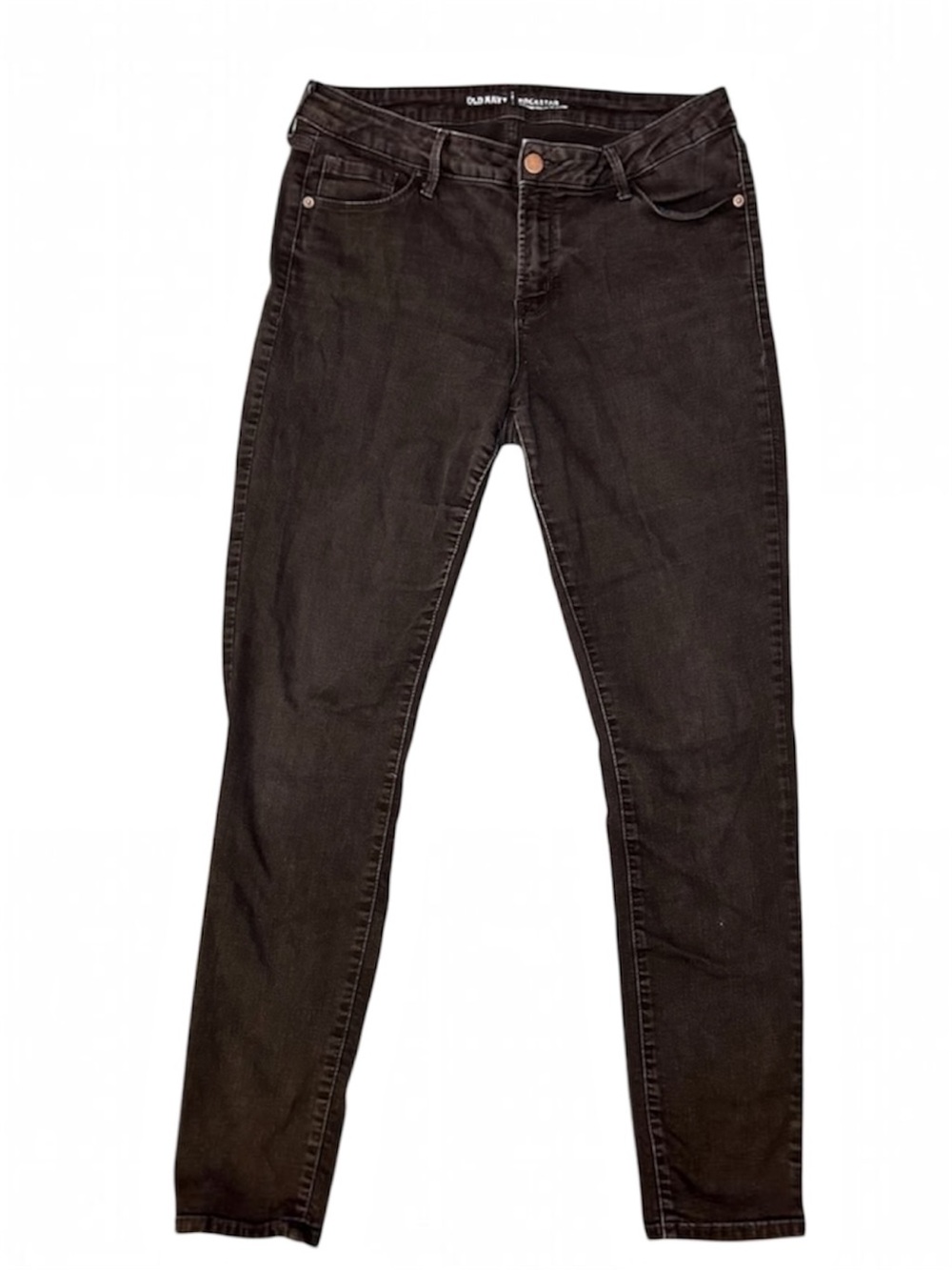 Old Navy Womens Jeans Black Sz 14 Tall Mid Rise Rockstar Stretch Skinny #333
